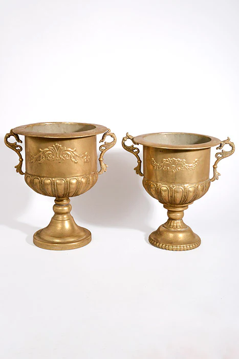 16"-18" Metal Eared Urn Light Gold Set/2 - Image 4