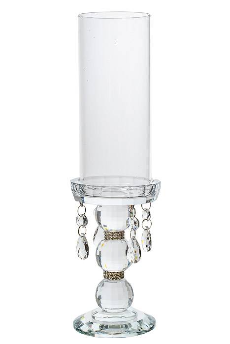 16.25" Candle Holder W/rhinestone/beads Clear