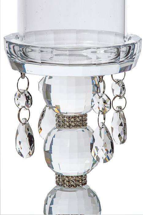 16.25" Candle Holder W/rhinestone/beads Clear - Image 2