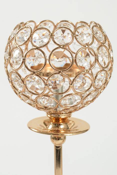 16" 3-light Candle Holder W/crystals Gold - Image 2