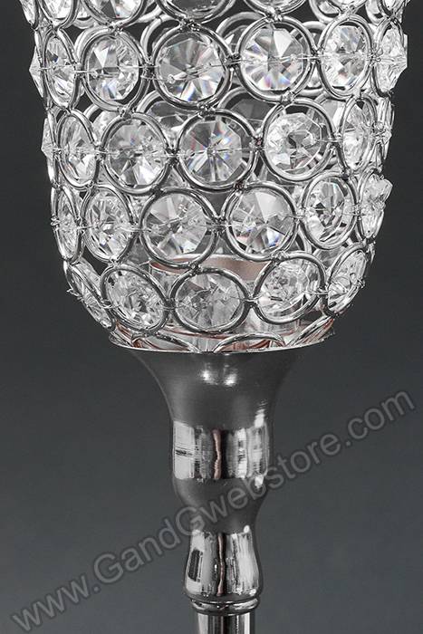 16.5" Crystal Candle Holder Silver - Image 2