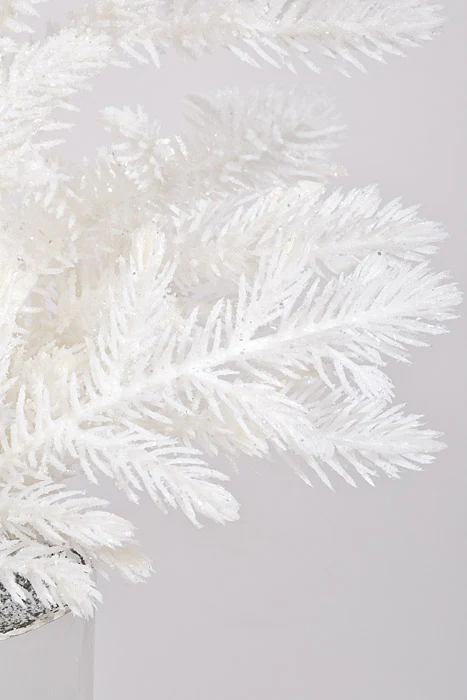 16" Artificial Juniper Pine With Silver Pot White - Image 2