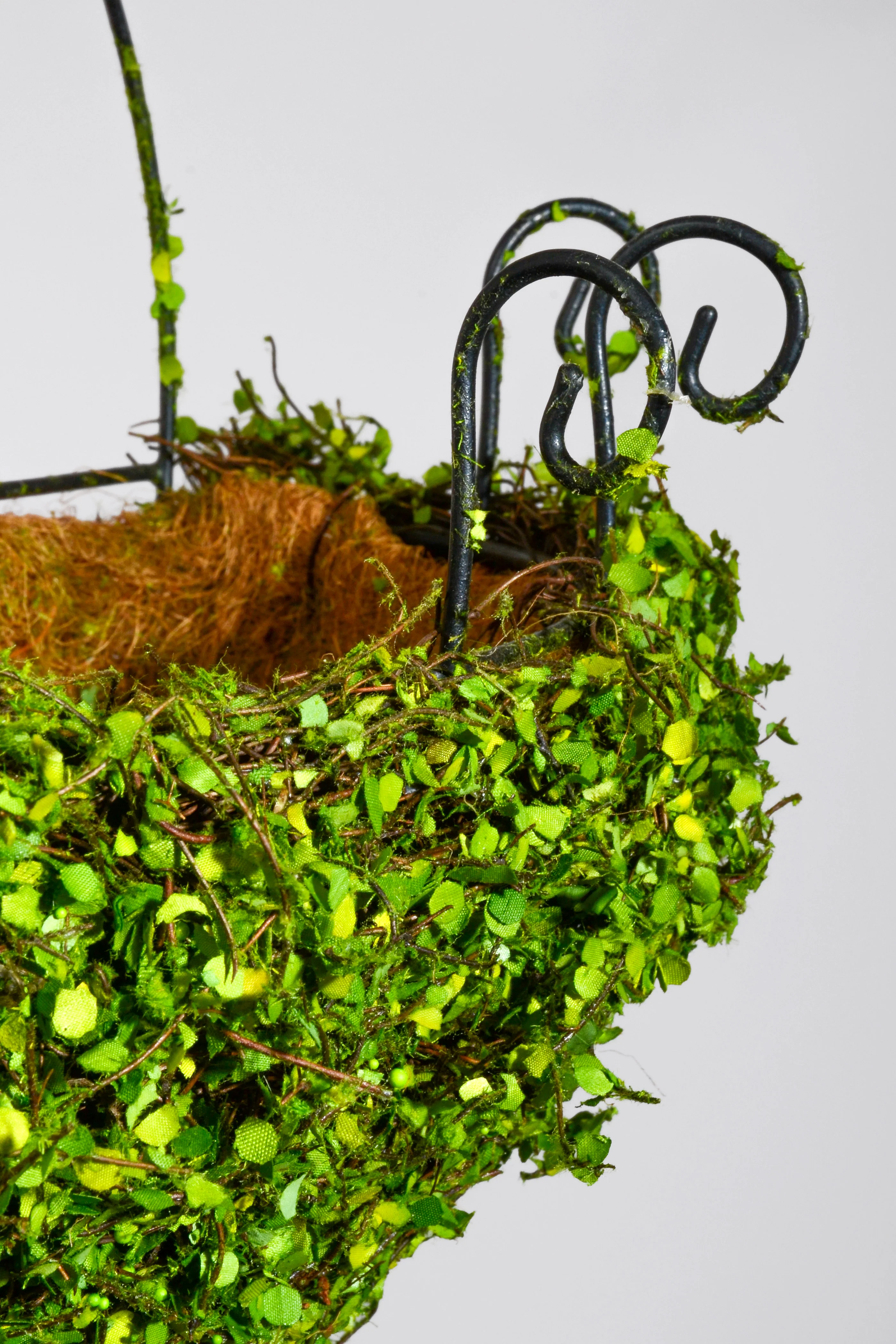 16" Metal Wall Basket W/Leaves Green - Image 2