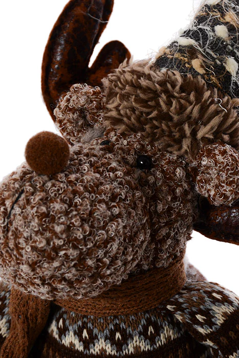 16" Stuffed Reindeer With Scarf Brown - Image 2