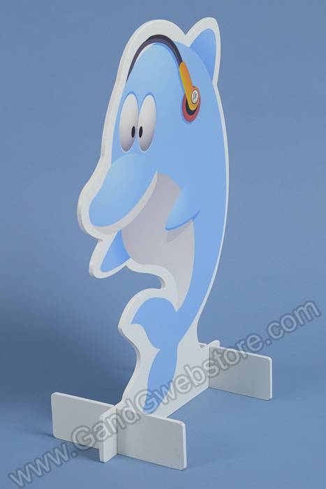 16" Wood Stand Shape Dolphin - Image 2
