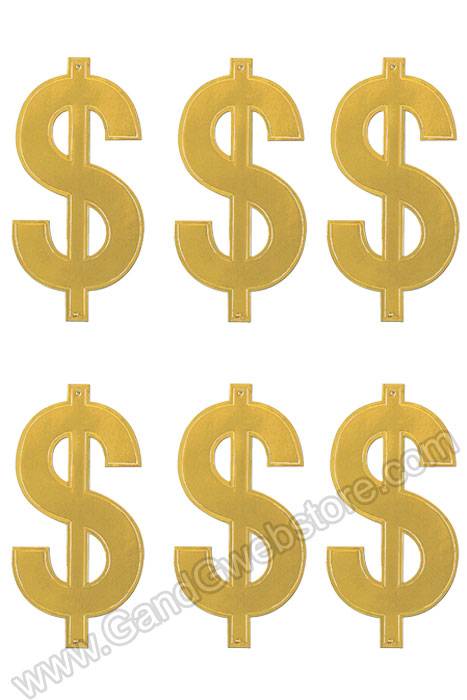 16" X 8" Foil Dollar Sign Gold Set/6 - Image 2