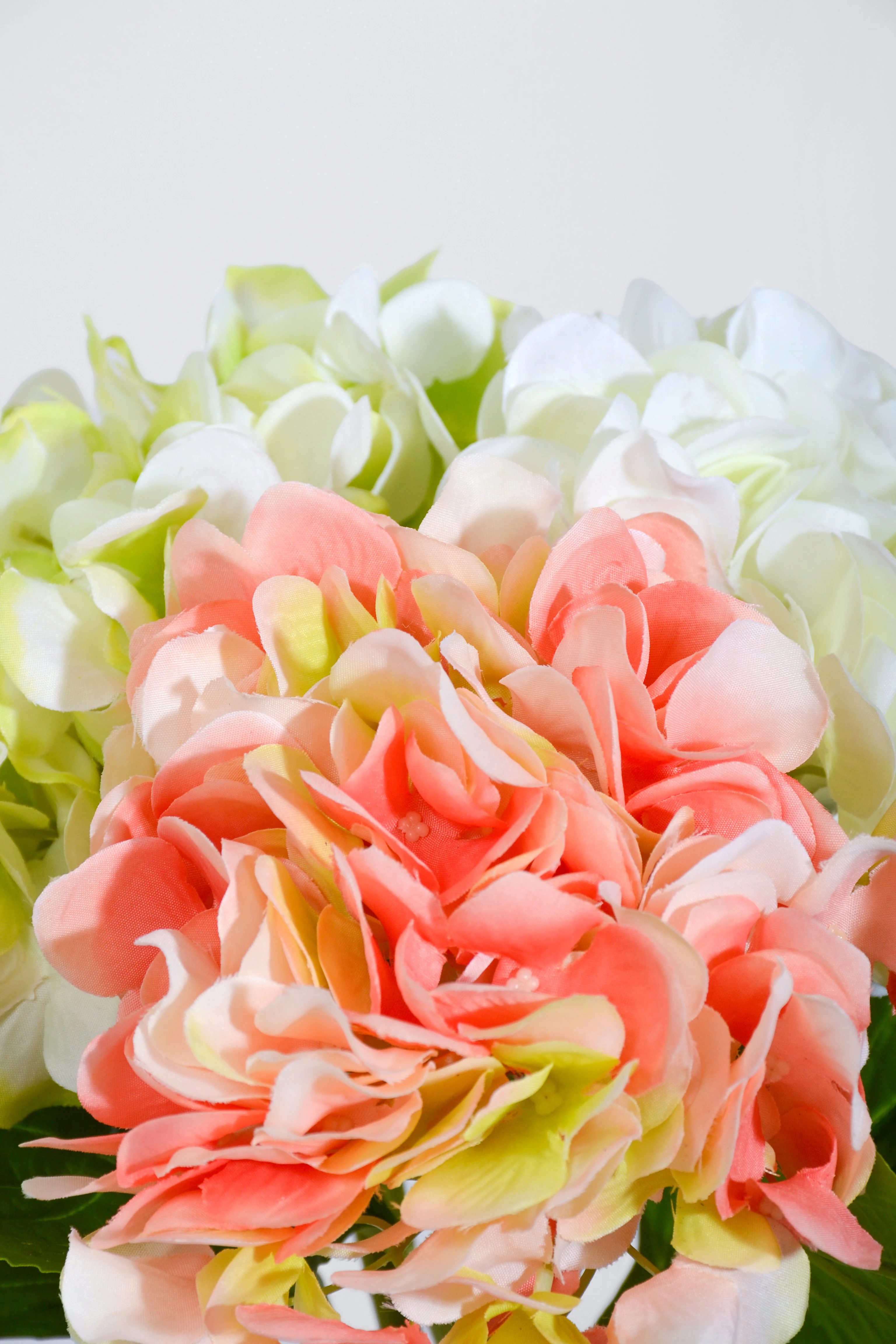 17.5" Silk Hydrangea Bundle Peach/Green/Cream - Image 2
