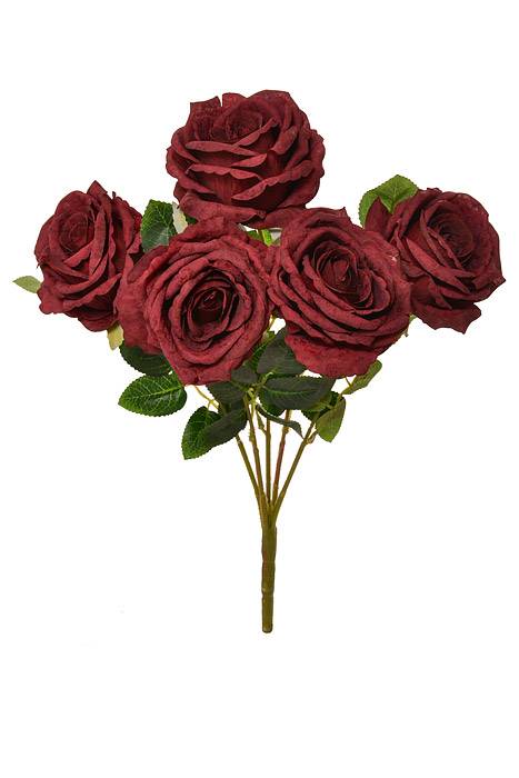 17.5'' Silk Rose Bush Burgundy