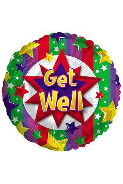 17" Get Well Colorful Burst Balloon Pkg/10