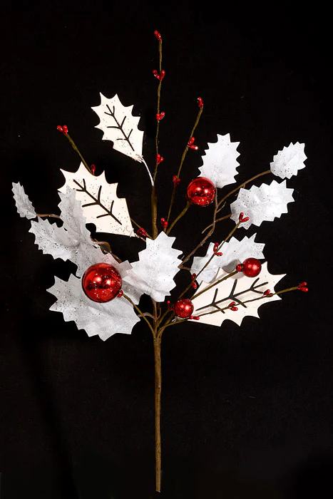 17" Holly Ball Pick Red/White