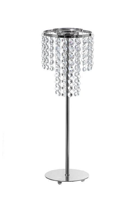 17" Metal Candle Holder Stand W/beads Silver