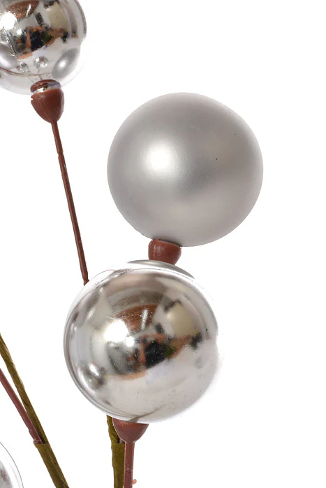 17" Mixed Plastic Ball Ornament Spray Silver - Image 2