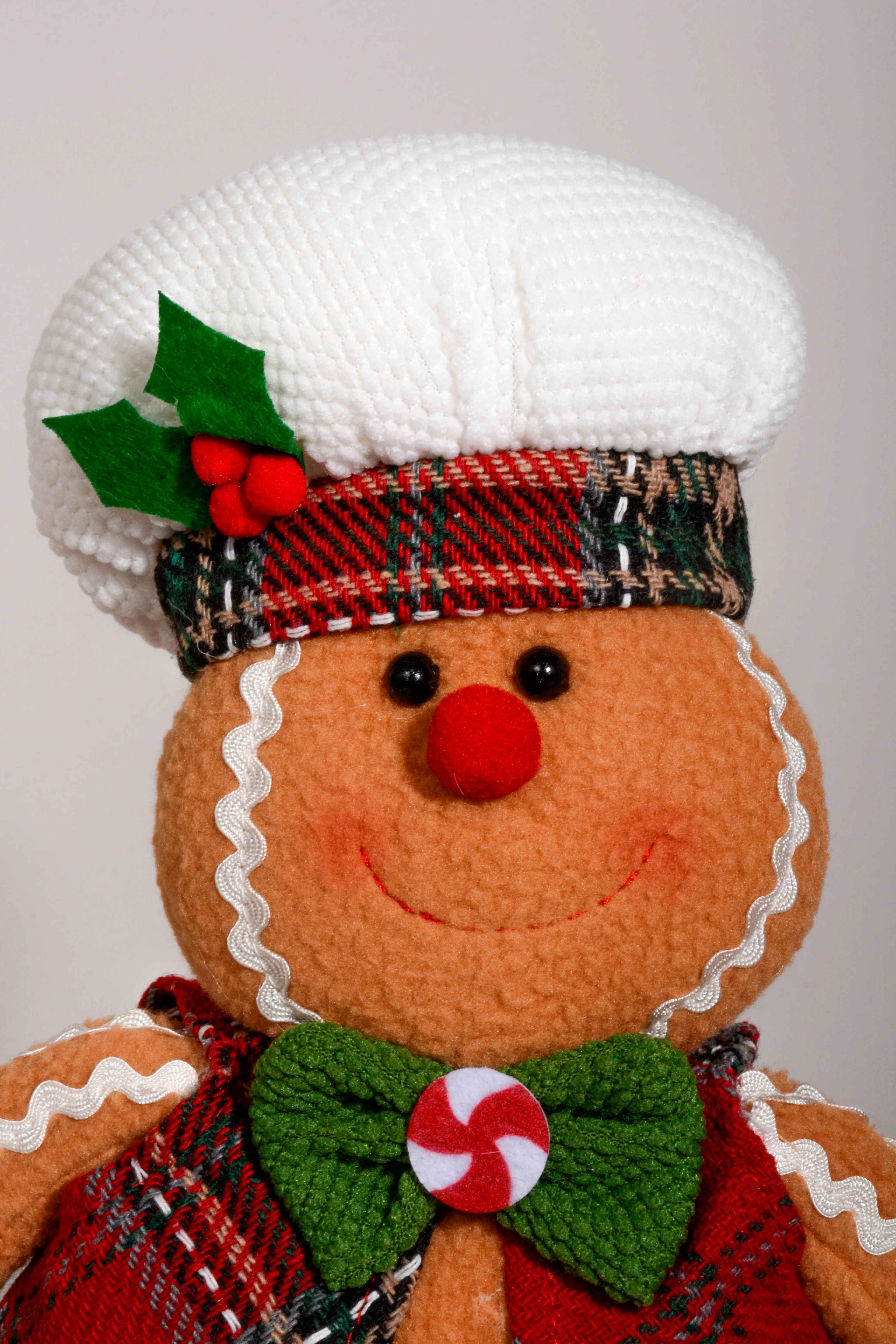 17" Stuffed Gingerbread Boy W/White Hat Light Brown - Image 2