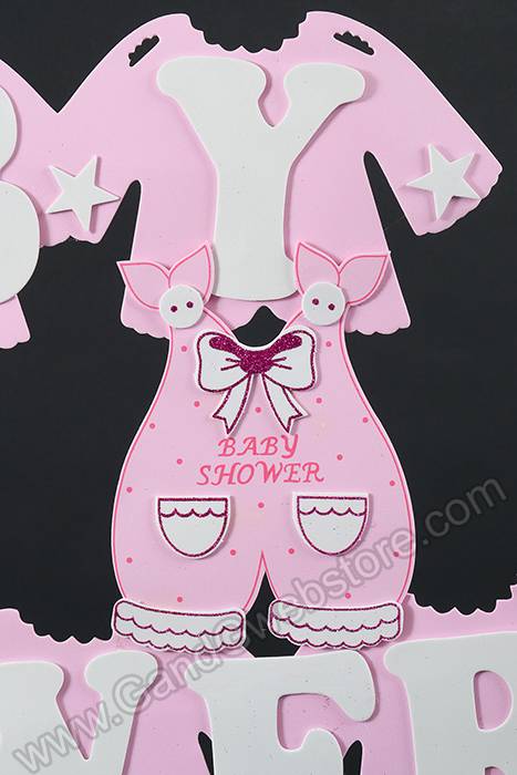 17" X 31" Girl Overall Foam Sign W/streamer Pink - Image 2