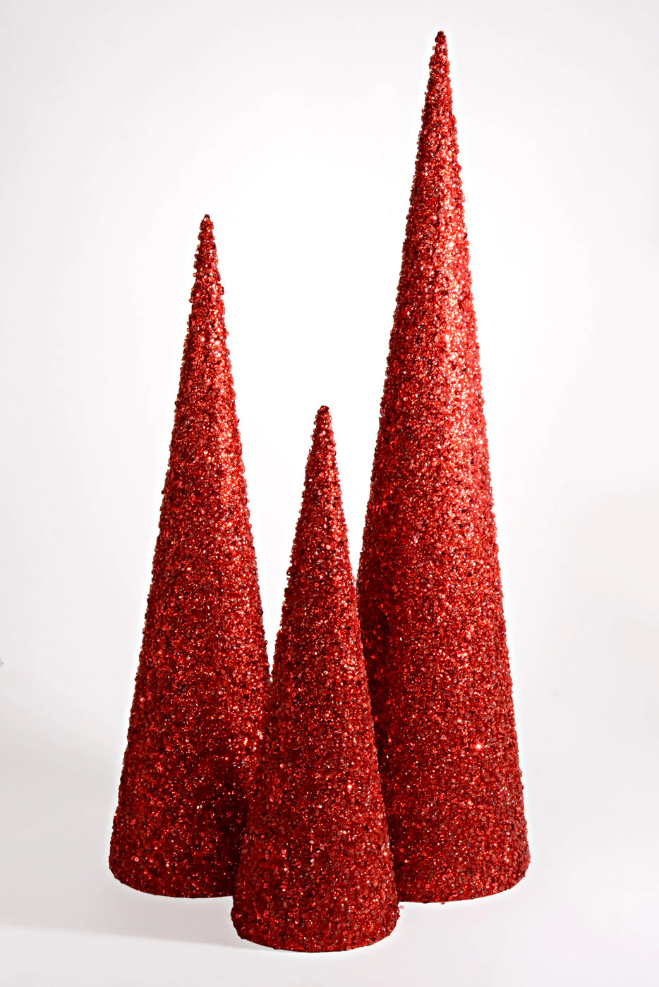 18''/24''/30'' Sequin/Bead Cone Tree Red Set/3 - Image 2