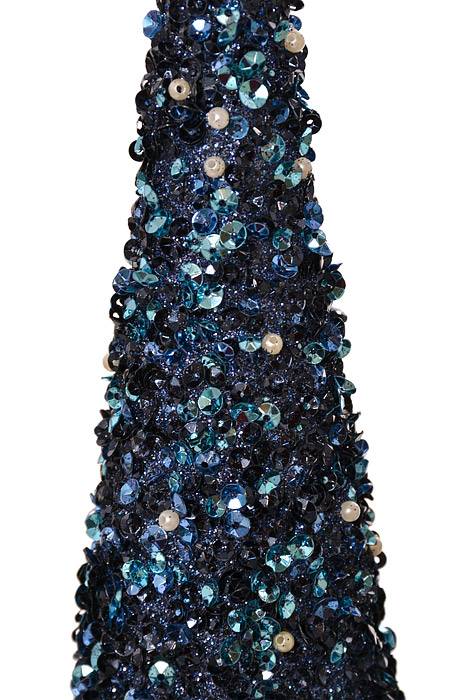 18-24-30"Sequin/Bead Cone Tree Midnight Blue Set-3 - Image 2