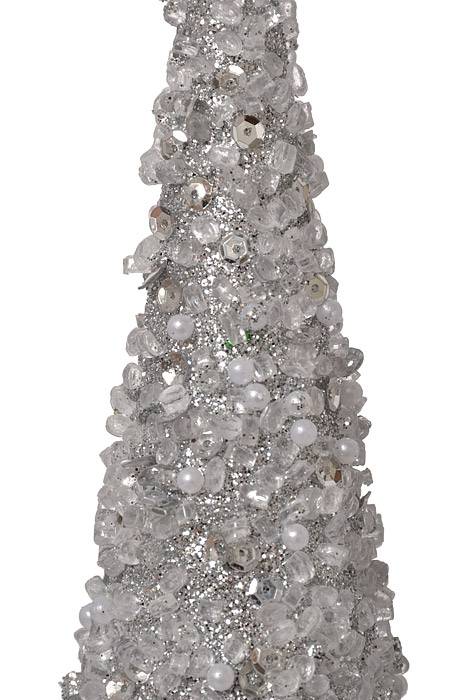 18-24-30"Sequin/Bead Cone Tree Silver Set-3 - Image 2