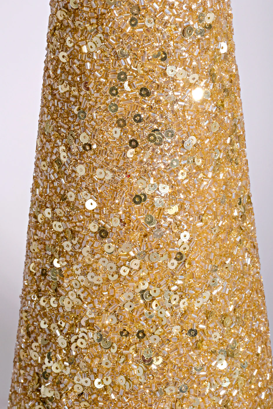 18"/24'' Glitter with Beads Gatsby Cone Tree Champagne Gold Set/2 - Image 2