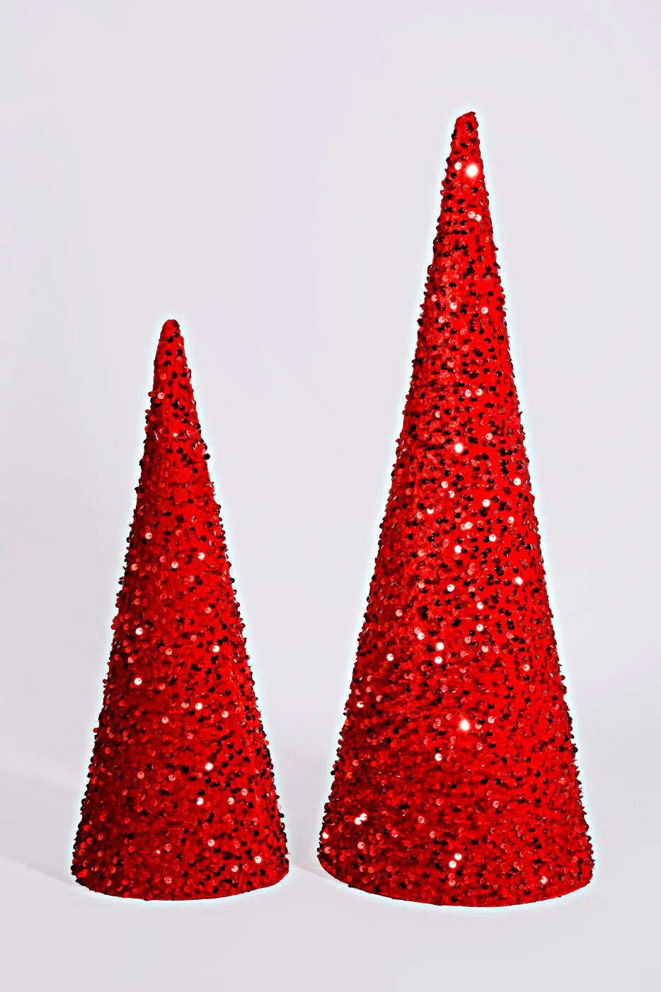 18''/24'' Sequin Cone Tree Red Set/2
