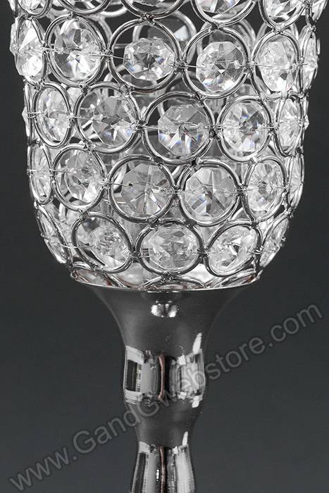 18.25" Crystal Candle Holder Silver - Image 2