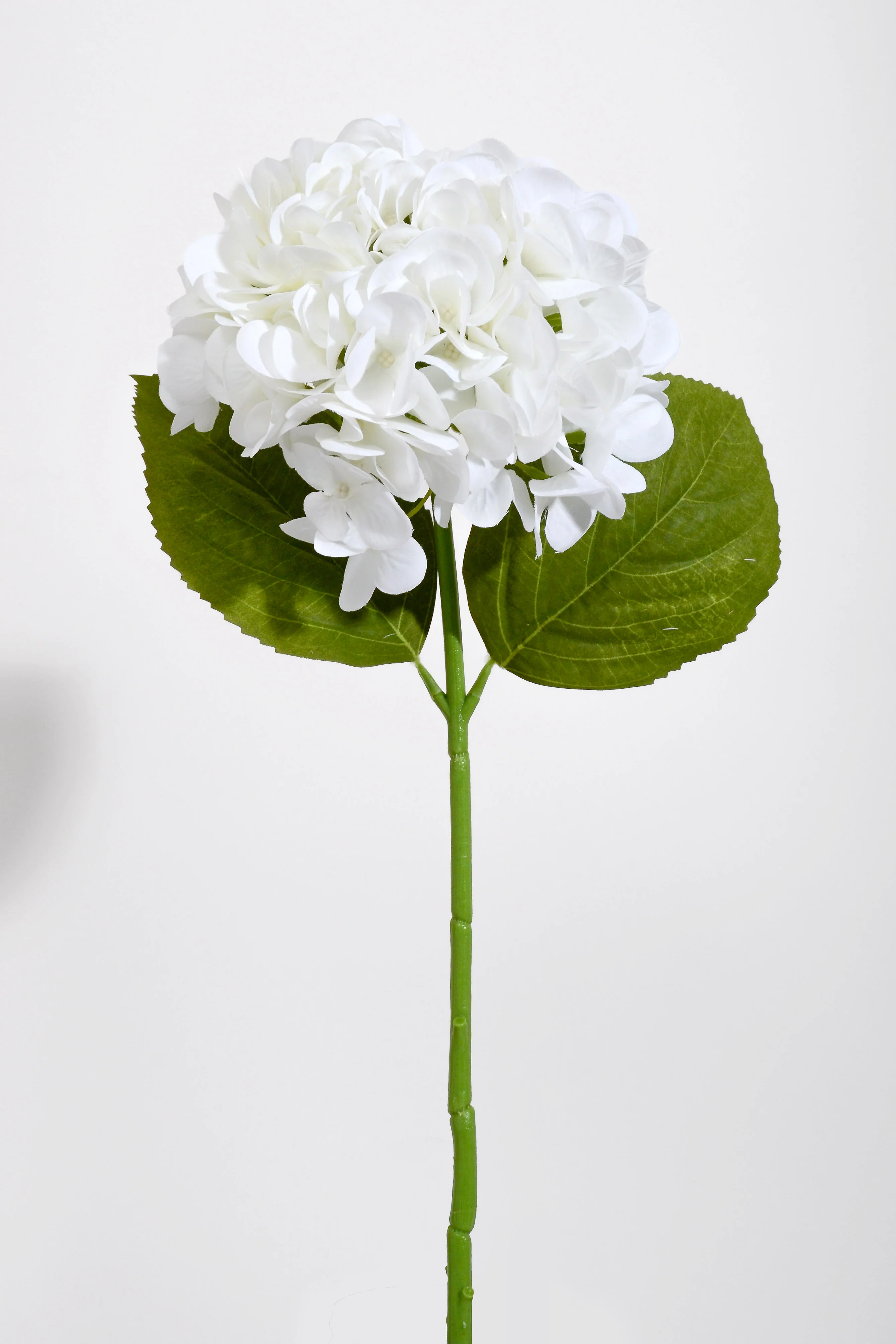 18.5" Silk Hydrangea Stem W/2 leaves White
