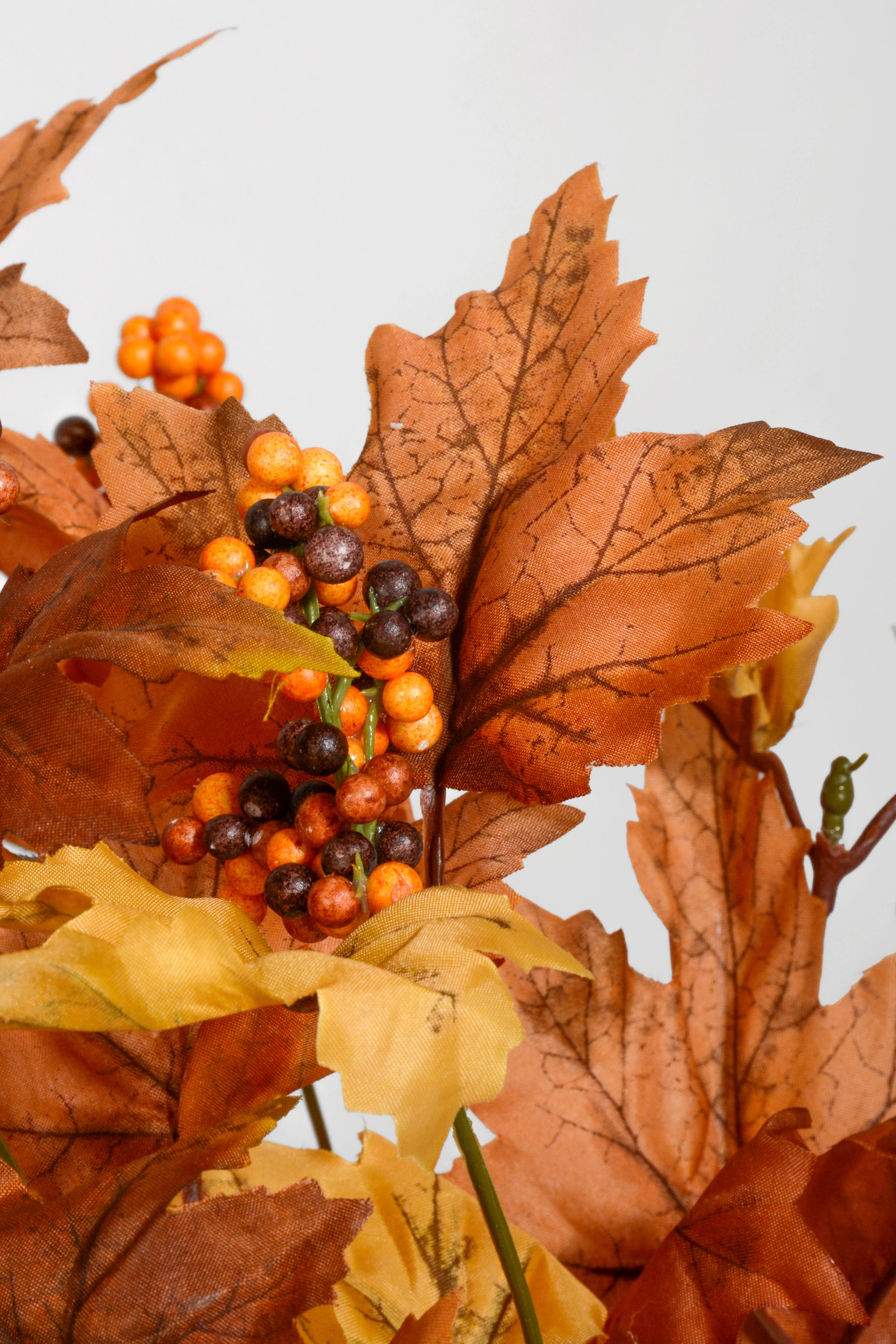 18'' Artificial Maple Leaf Bush Brown - Image 2