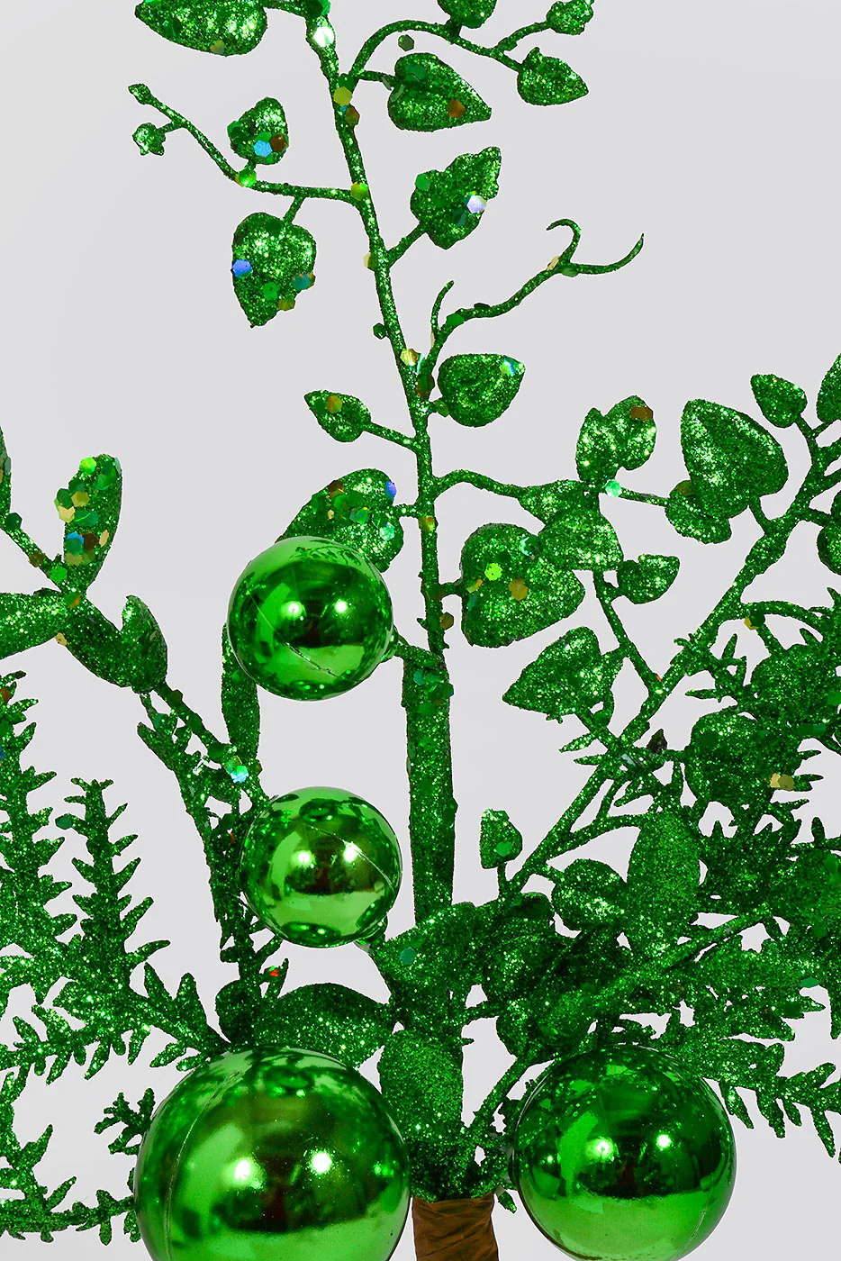 18" Glitter Ball Berry Spray Green - Image 2