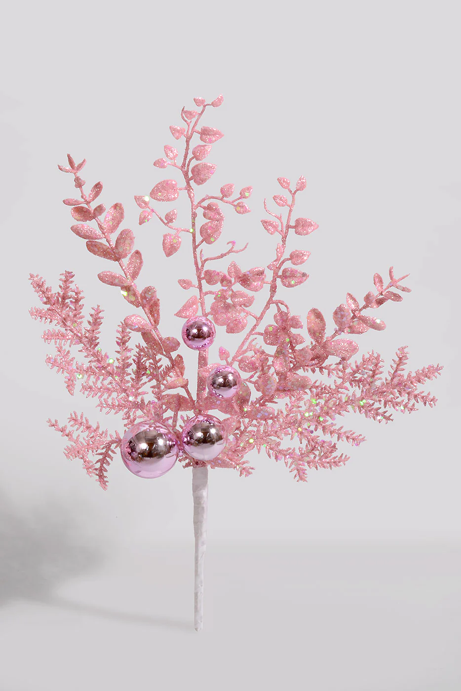 18" Glitter Ball Berry Spray Pink