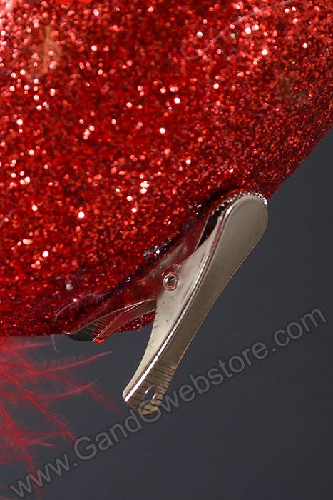 18" Glittered Peacock W/Clip Red - Image 3
