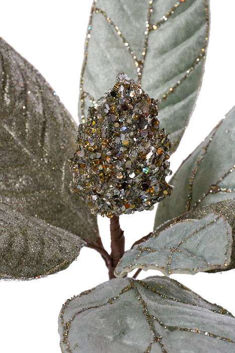 18" Magnolia Pod Jewel Glitter Stem Platinum Mint - Image 2