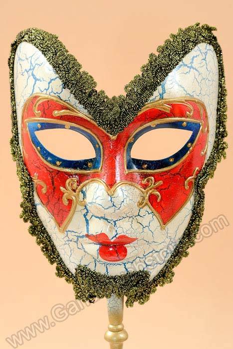 18" Man Mask W/stick Gold/red - Image 2