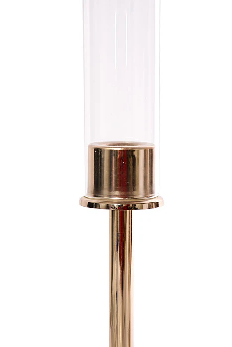 18" Metal Candle Holder With Glass Gold - Image 2