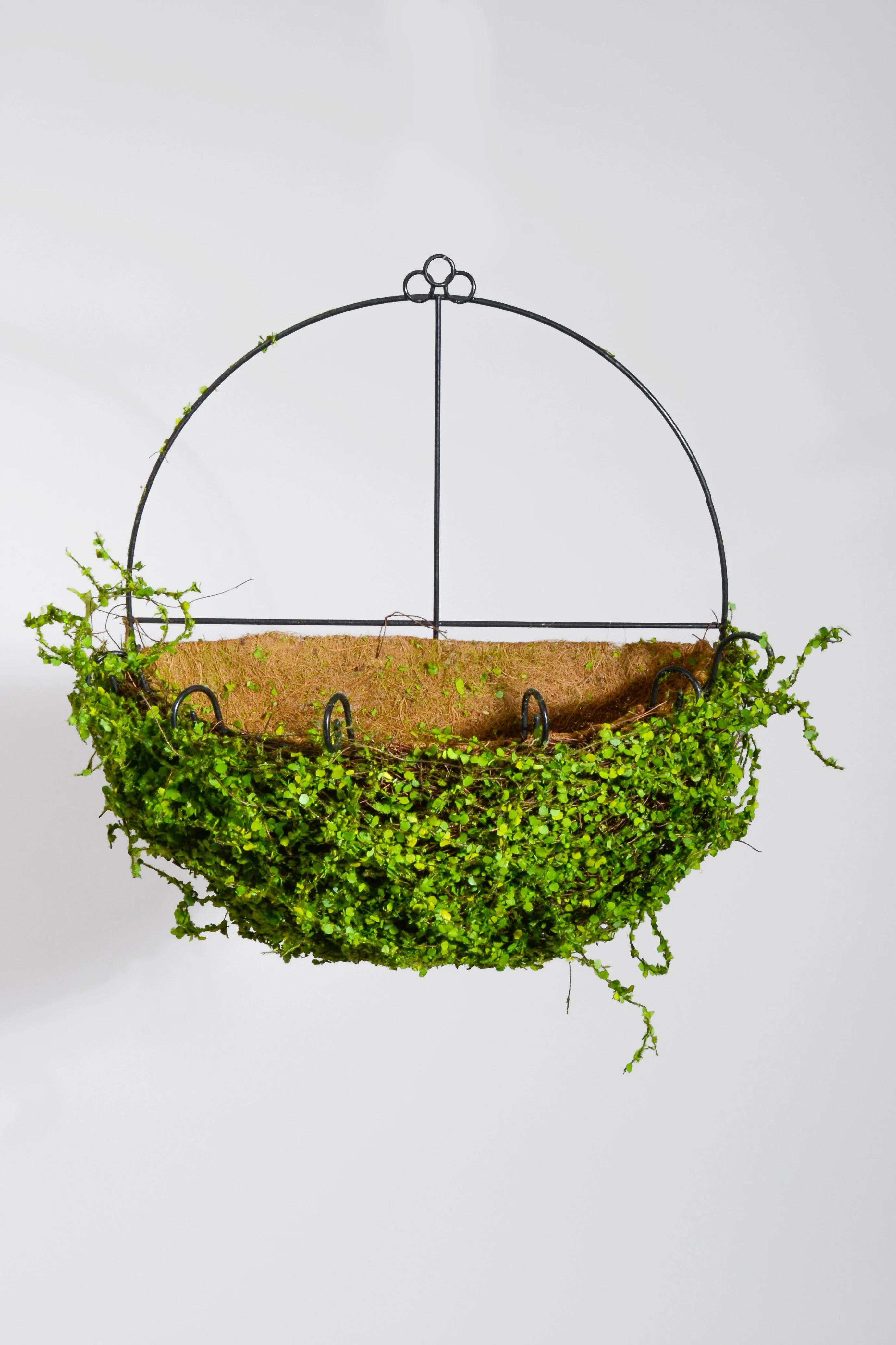 18" Metal Wall Basket W/Leaves Green