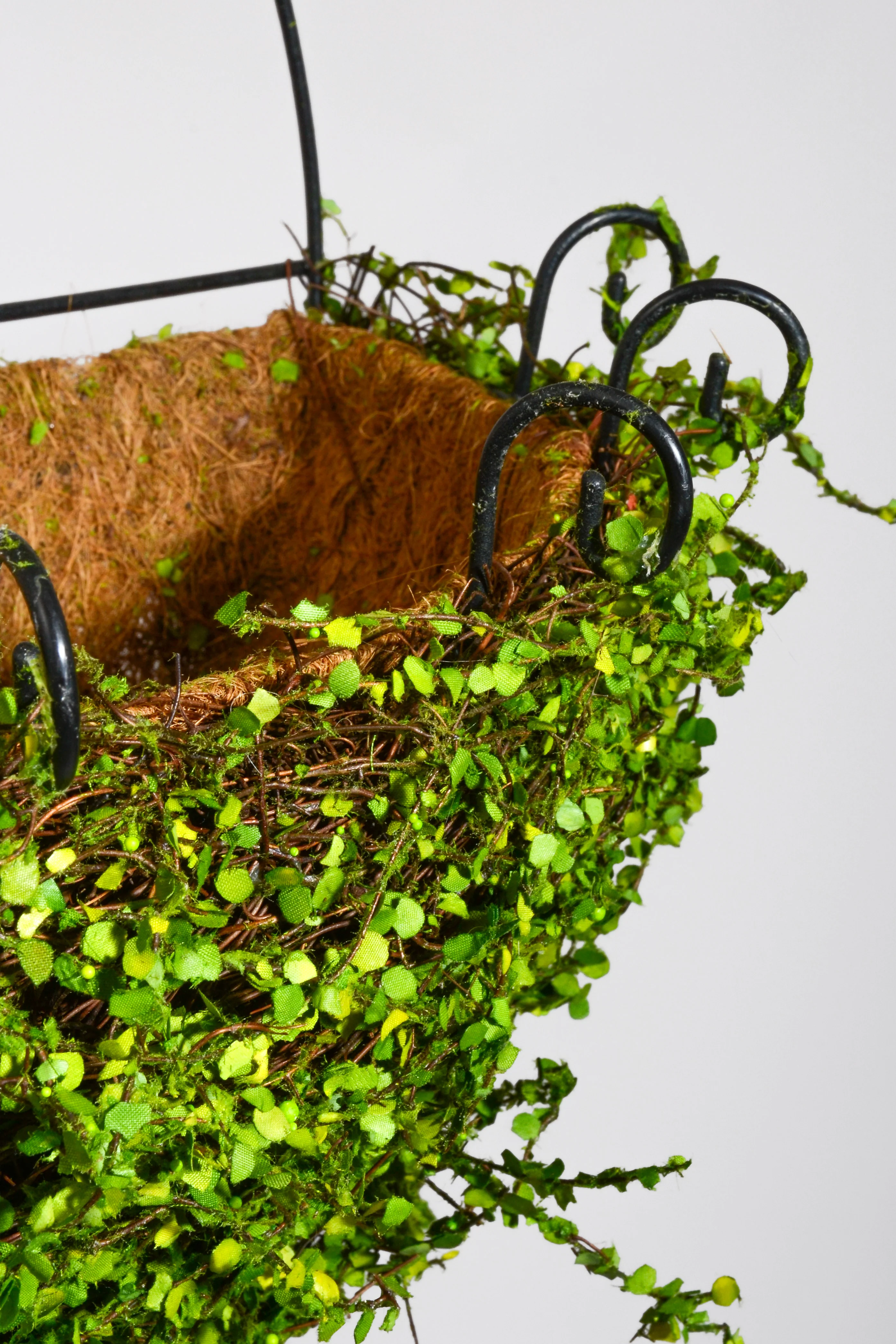 18" Metal Wall Basket W/Leaves Green - Image 2
