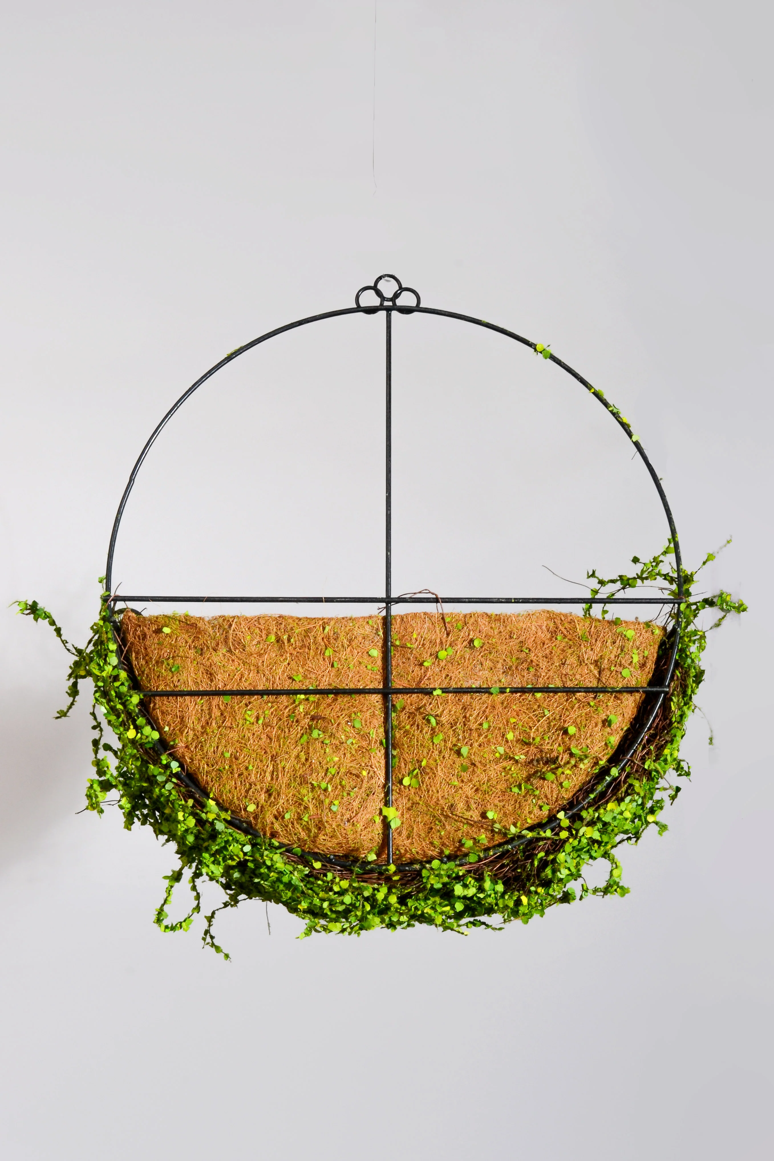 18" Metal Wall Basket W/Leaves Green - Image 3