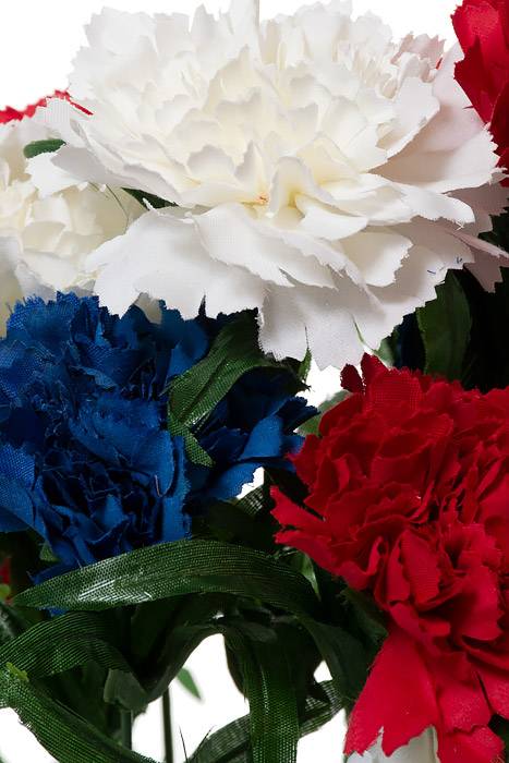 18" Silk Carnation Bush Red, White & Blue - Image 2