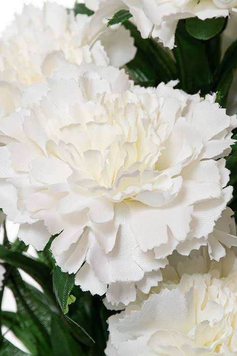 18" Silk  Carnation Bush White - Image 2