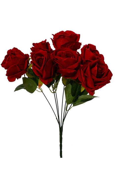 18" Silk Rose Bush Red