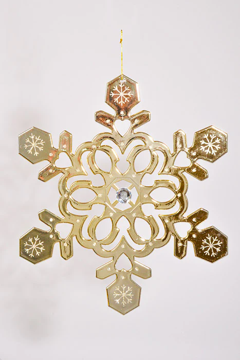 18" Snowflake W/Glitter & Jewel Champagne Gold