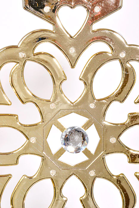 18" Snowflake W/Glitter & Jewel Champagne Gold - Image 2