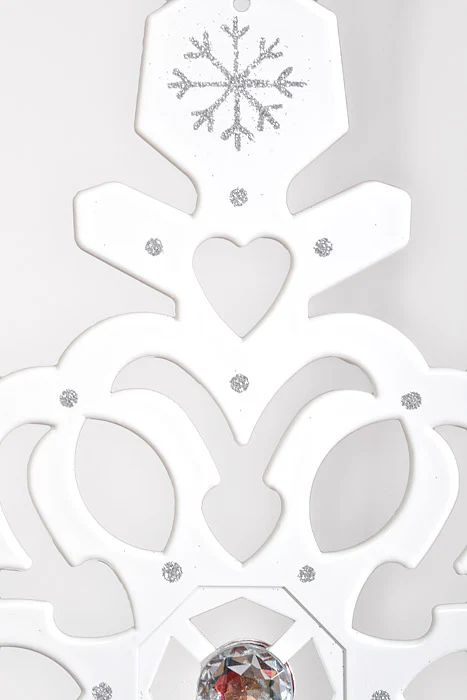 18" Snowflake W/Glitter & Jewel Enamel White/Silver - Image 2