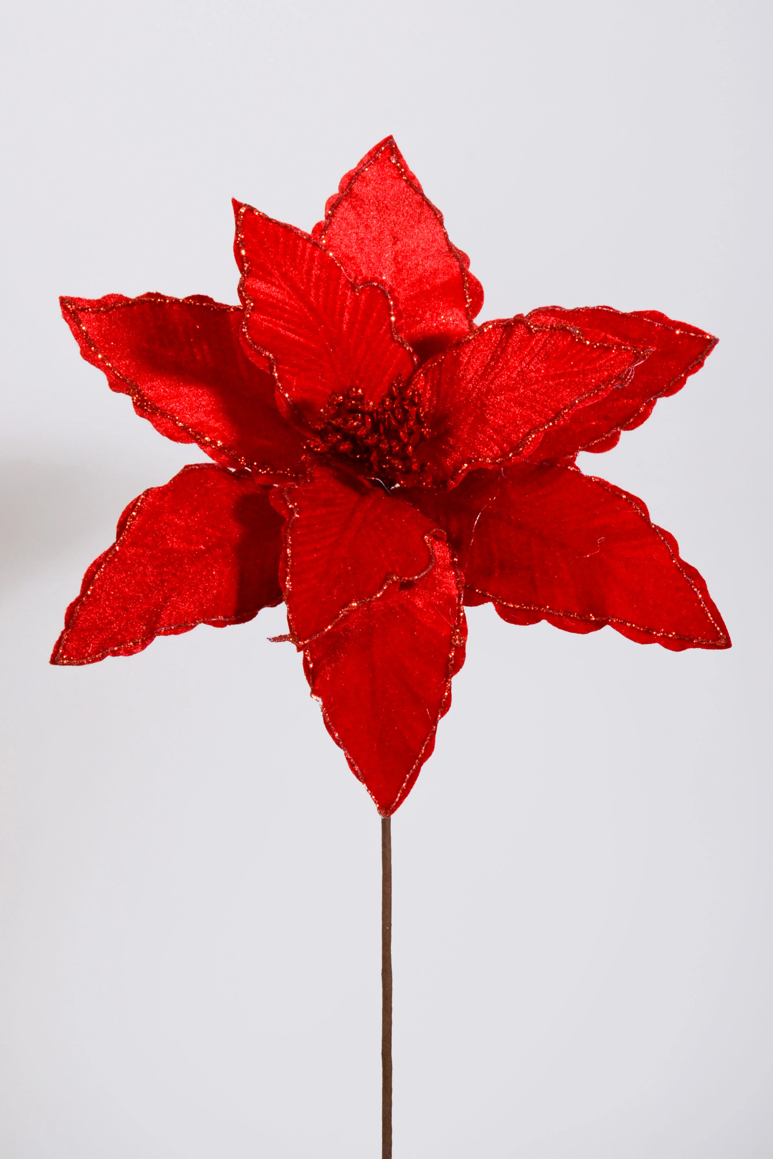 18'' Velvet Poinsettia Pick Red