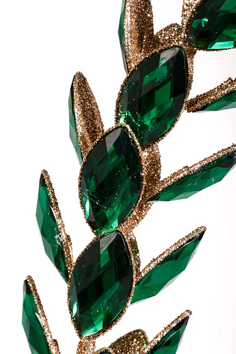 19.5" Glitter Rhinestone Wreath Green/Gold - Image 2