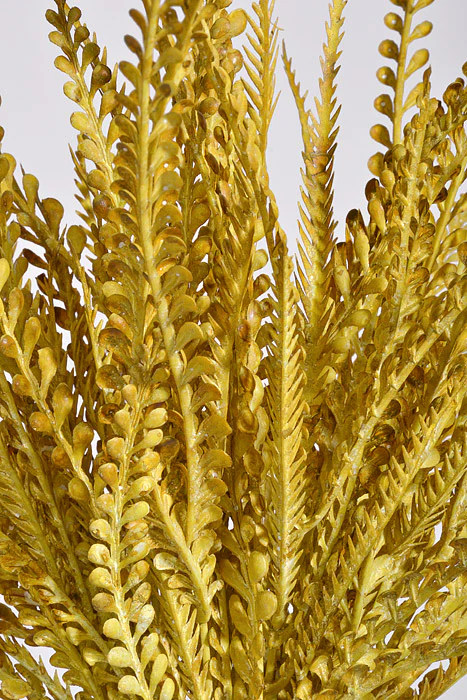 19" Artificial Peacock Fern Bush Mustard - Image 2