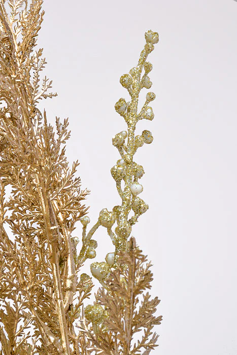 19" Metallic Cypress W/Glitter Bush Champagne - Image 2