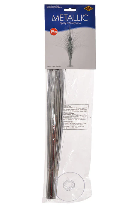 19" Metallic Spray Centerpiece Silver - Image 3