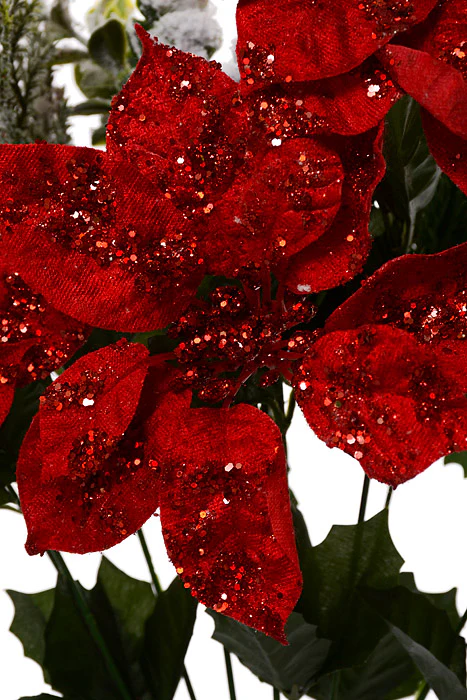 19" Mixed Poinsettia Pine Eucalyptus Red/Green - Image 2