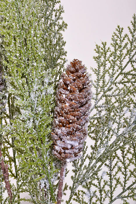 19" Plastic Winter Acacia W/Cone Bush Frost Green - Image 2