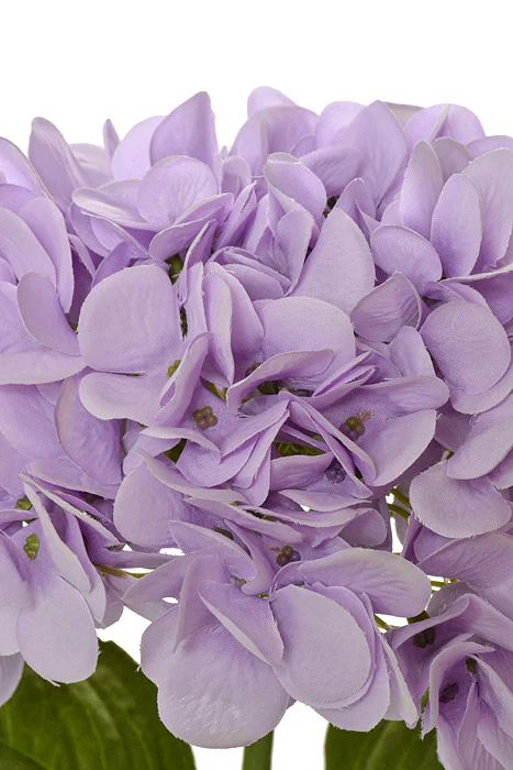 19" Silk Hydrangea Stem W/2 leaves (Lavender) - Image 2