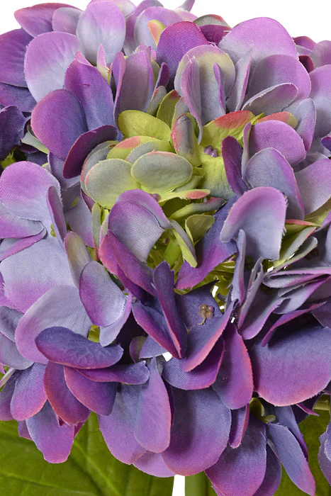 19" Silk Hydrangea Stem W/2 leaves (Purple) - Image 2